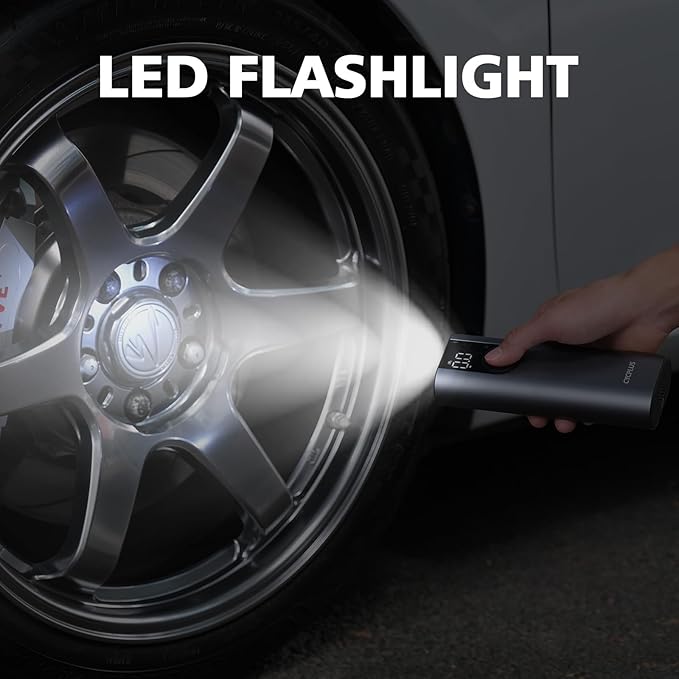 CYCPLUS Bicycle Pump Portable Car Tire Pump,Max 150 PSI, Auto Shut-Off Air Pump with Presta and Schrader Valves Smart Air Inflator Mini Air Compressor for Car Bicycle Motorcycle and Balls