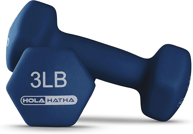 HolaHatha 2, 3, 5, 8, and 10 Pound Neoprene Dumbbell Free Hand Weight Set with Rack, Ideal for Home Exercises to Gain Tone and Definition, Pastel