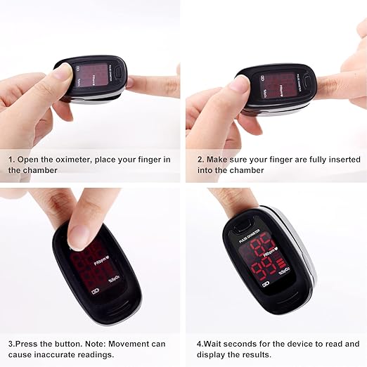 CONTEC CMS50M Pulse Oximeter Fingertip Blood Oxygen Saturation Monitor SpO2 and PR Bar Graph Blood Oxygen, Neck/Wrist Cord LED Display, Black