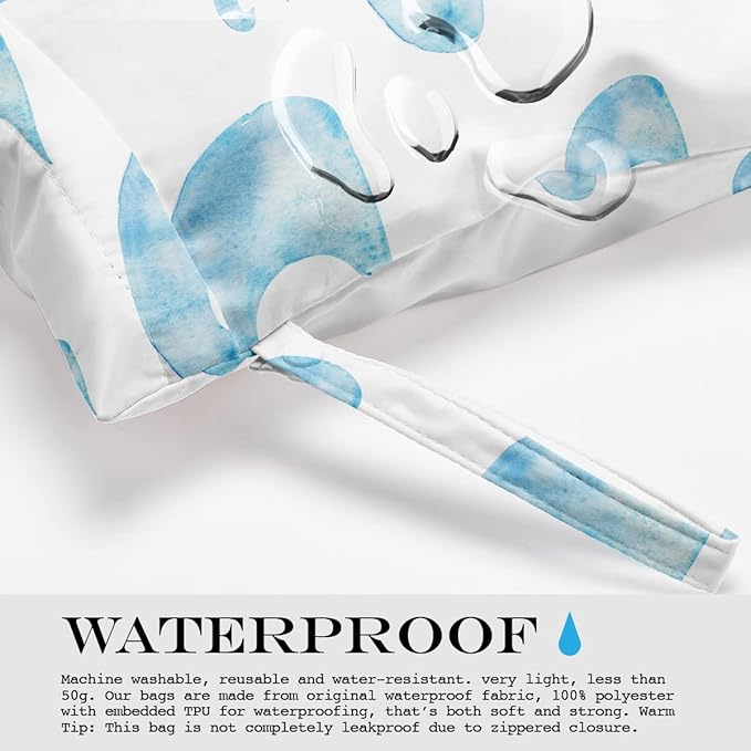 Wet Bag, Wet Dry Bag, Wet Bag for Swimsuit, Travel, Beach, Pool, Diapers, Dirty Yoga Gym Clothes, Makeup Bag, Waterproof Reusable Beach Bag Ocean Decor Starfish Sea Horse Anchor