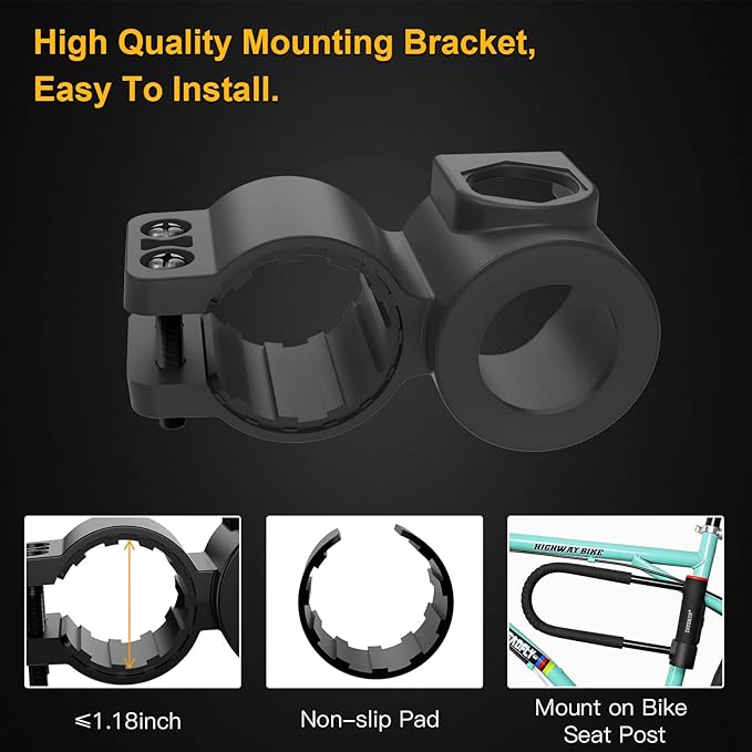 Bike U Lock Heavy Duty Bike Lock Bicycle Lock, 16mm U Lock and 3ft / 5ft / 6ft Length Security Cable with Sturdy Mounting Bracket for Bicycle, Motorcycle and More