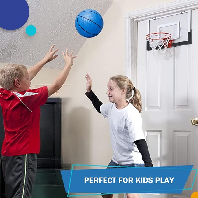 Indoor Basketball Hoop Set for Kids Adults, Mini Over The Door Hoop Set with 4 Mini 6" Balls for Wall Home Office, Upgarde Wall Mount Basketball Goal Sport Game for Boys Age 3-12 Years