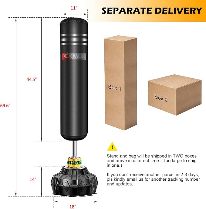 PEXMOR Freestanding Punching Bag Heavy Solid Boxing Bag with Suction Cup Armor Base & Noise Vibration Absorption Device for Adult Youth - Men Stand Kickboxing Bags Kick Punch Bag | Black