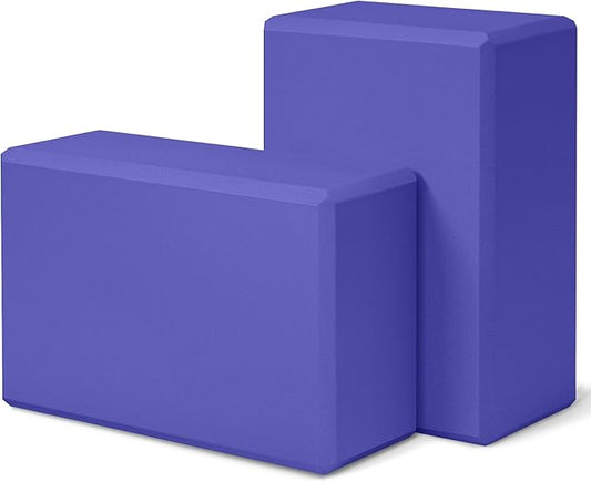 Yoga Block 2 Pack 9"x6"x3", Sturdy Yoga Foam Blocks, High Density & Non Slip Surface for Pilates & Stretching, Fitness Accessories for Stability & Balance