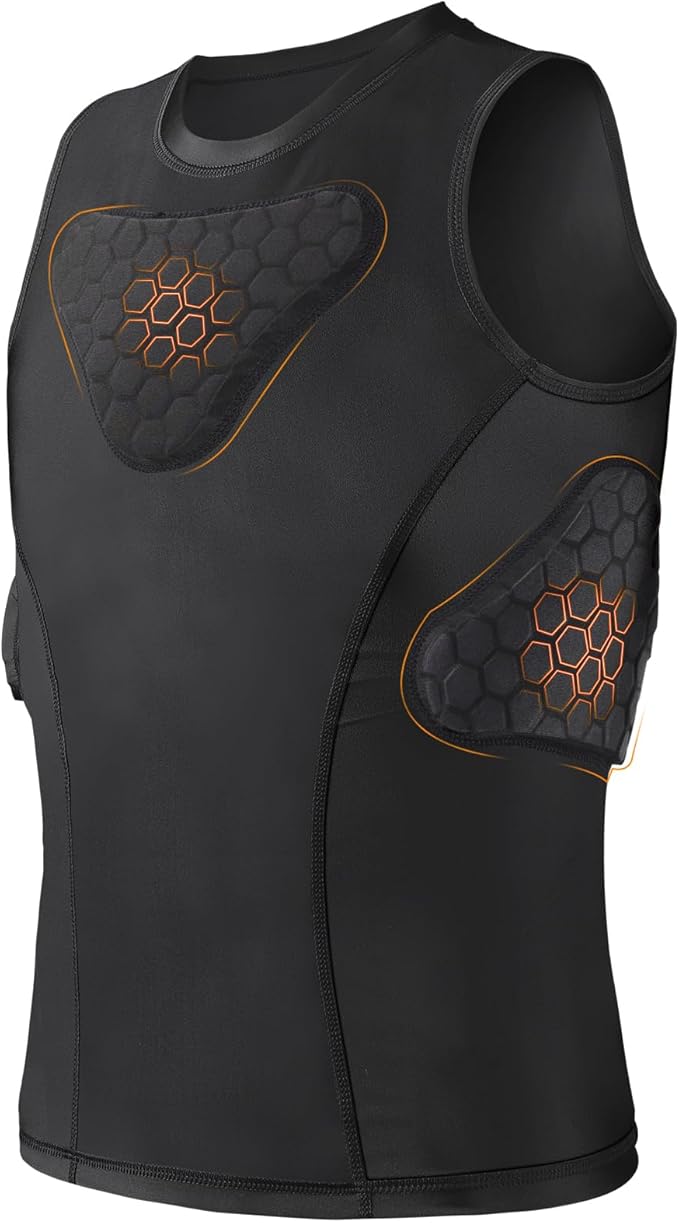 Youth Padded Compression Shirt Rib Protector for Football Protective Gear Baseball Padded Shirt Kid Child Boys