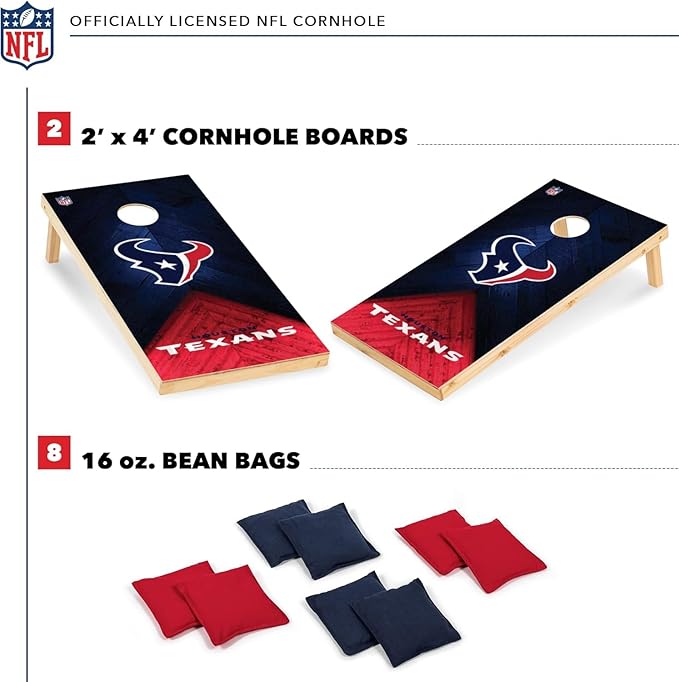 Wild Sports NFL Football 2' x 4' Regulation Size Solid Wood Cornhole Set with Direct Print HD Team Graphics Great Gift for Any Football Fan! Bean Bag Toss Family Outdoor Game