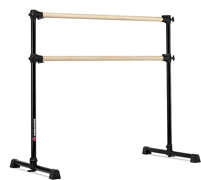 VITA Barre Portable Freestanding Double Ballet Barre, Prodigy, Wood | Adjustable Height, USA Made, Home or Gym Exercise Equipment for Kids & Adults | Dance, Fitness, Pilates