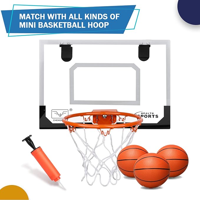 6 INCH PVC Mini Basketball Toys for Indoor Over Door Hoops, Soft 6" Small Balls Rubber for Pool, Beach, Yard, Lawn, Outdoor, Classroom, Little Playgound Ball for Kids Boys Girls (4PCS with Air Pump)