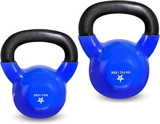 Yes4All Kettlebell Set Vinyl Coated Weights Combo for Full Body Workout Equipment Push up, Grip Strength Training, Dumbbell Weights Exercises