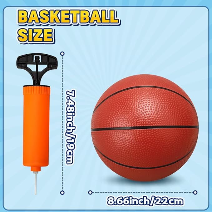8.6” Water Pool Basketball Set with Pump, Replacement Ball for Basketball Hoop Trampoline, PVC Waterproof Basketballs Floating Toy for Swimming Pool Seaside, Indoor Outdoor Water Games Summer Party