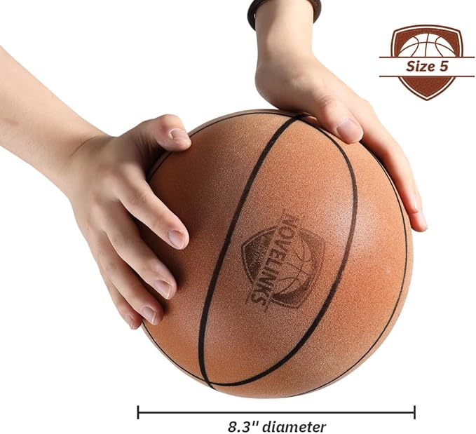 novelinks Silent Basketball Indoor Noiseless Basketball Higher Bounce Training Quiet Ball PU Foam Ball for Indoor Training and Activities