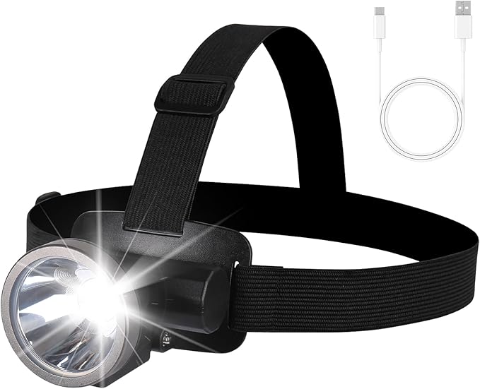 Bright LED Rechargeable Headlamp,Lightweight Mini Head Lamp with 2 Modes,IPX5 Waterproof USB Headlight with 90° Adjustable, Outdoor Portable Flashlight Headlamps for Hiking Running Camping