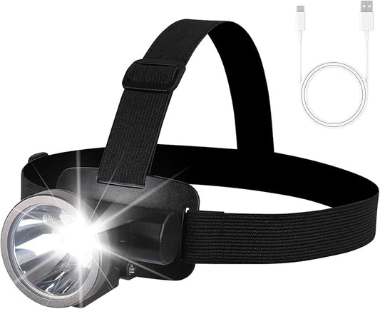 Bright LED Rechargeable Headlamp,Lightweight Mini Head Lamp with 2 Modes,IPX5 Waterproof USB Headlight with 90° Adjustable, Outdoor Portable Flashlight Headlamps for Hiking Running Camping