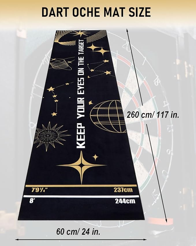 Professional Darts Mat with Oche Line System & Throw Lines – Premium Dart Mat for Floor Steeldart & Soft Darts | 260x60 cm | with Throwing Line - Ideal as a Gift