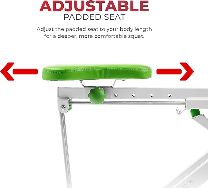 Sunny Health & Fitness Row-N-Ride Squat Assist Trainer, Foldable & Easy Setup Exercise w/Adjustable Resistance, Home Training Machine for Arm, Glute & Leg Workout, Optional Free SunnyFit App Connect
