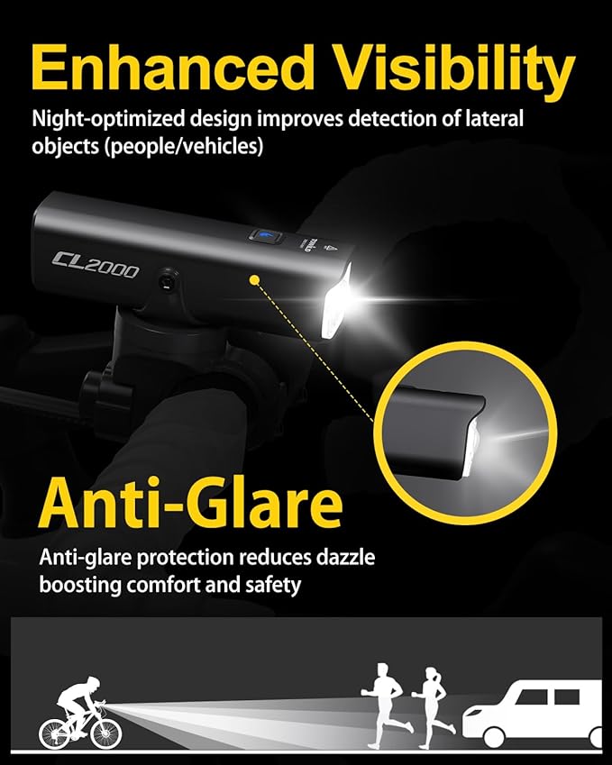 TOWILD CL2000 Bike Lights for Night Riding,2000LM Super Bright Bicycle Headlight,Waterproof Bike Front Light for Mountain Road Cycling Commuting