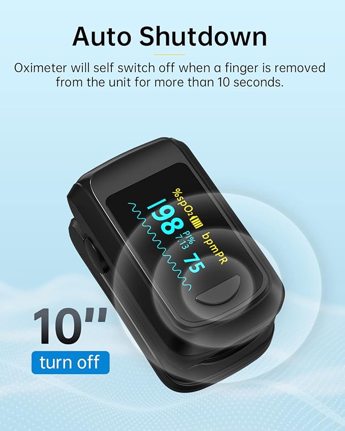 Fingertip Pulse Oximeter Blood Oxygen Monitor Pulse Ox, Heart Rate and Fast Spo2 Reading Oxygen Meter with OLED Screen Included Batteries and Lanyard