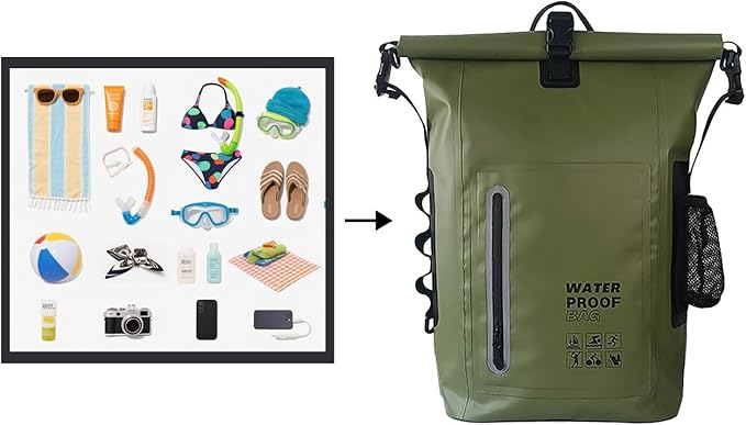 Dry Bag Waterproof 25L-Floating&Lightweight Bags for Women Waterproof Backpack for Kayaking, Boating, Fishing,Paddle boarding, Camping, Hiking,Roll-Top Seal&Adjustable Shoulder Straps