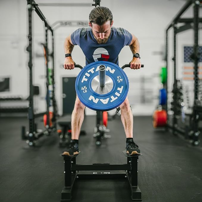 Titan Fitness T Bar Rowing Platform, Elevated/Angled Design for Rows at a Deficit, T Bar Row Platform with Diamond-Plated Footplates, T Bar Platform with Protective UHMW strip, Non-Slip Rubber Feet