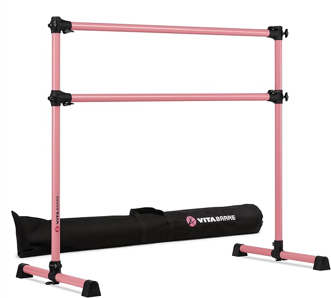 VITA Barre Portable Freestanding Double Ballet Barre, Prodigy, with Carry Bag | Adjustable Height, USA Made, Home or Gym Exercise Equipment for Kids & Adults | Dance, Fitness, Pilates