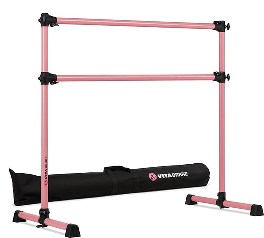 VITA Barre Portable Freestanding Double Ballet Barre, Prodigy, with Carry Bag | Adjustable Height, USA Made, Home or Gym Exercise Equipment for Kids & Adults | Dance, Fitness, Pilates