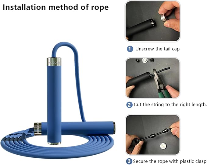 Adjustable Jump Rope for Home Fitness - 5mm PVC Cord with Ball Bearings, Anti-Slip Rubber& Alloy Handles for Beginners, Weight Loss Workout in Home/School/Gym