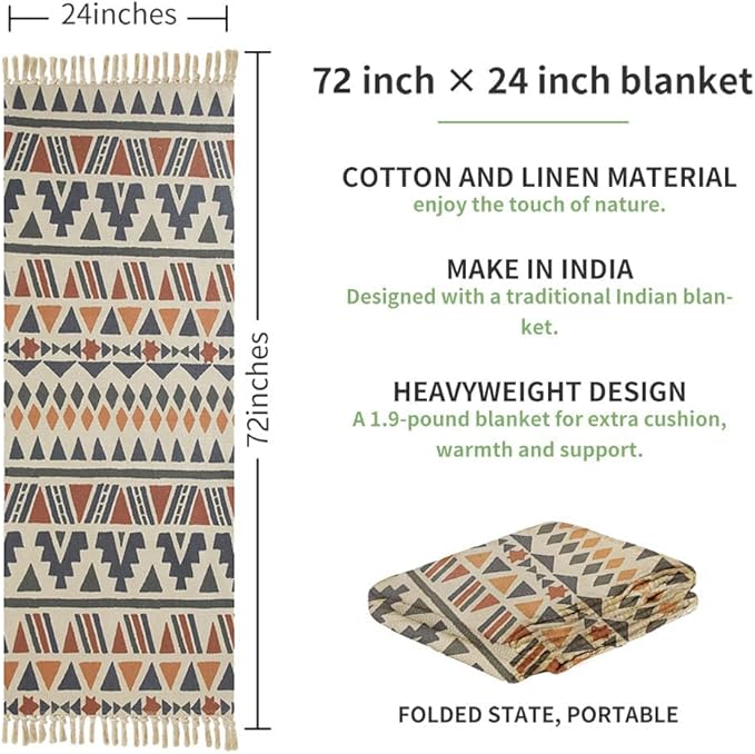 nuveti Cotton Yoga Mat - Absorbent, Grippy Tight Weave, Ashtanga & Hot Yoga Rug, Helps with Slippery Hands & Feet