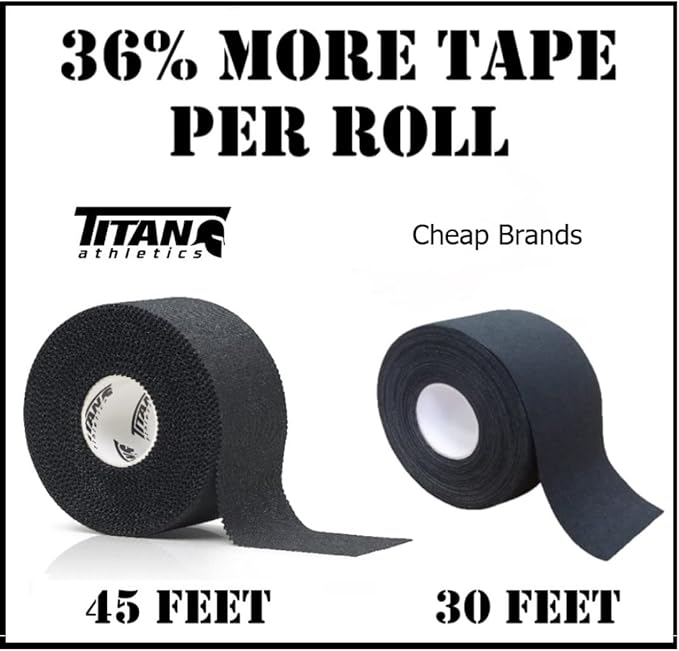 12 Pack Black Athletic Tape (45ft Rolls) - Athletes Trainers Injuries & First Aid - Premium Medical Sports Tape - Wrap & Support Ankles & Wrists - Easy Tear Design with Zinc Oxide & No Sticky Residue