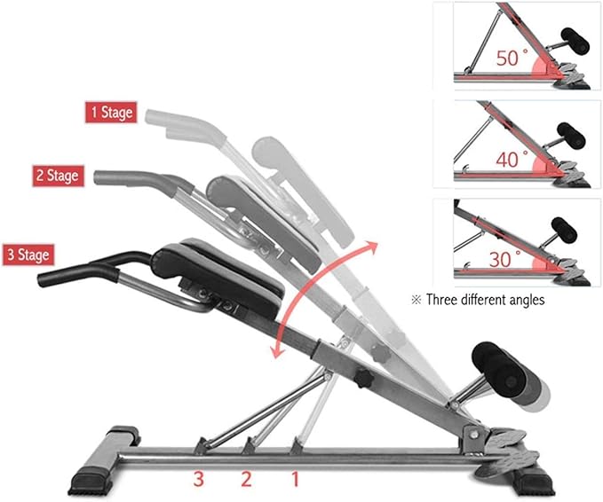 Roman Chair Back Hyper Extension Bench Adjustable Exercise Machine for Home Gym Abdominal Workout Equipment Foldable 30-40-50 Degrees Adjustable