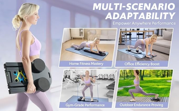 Pilates Reformer Board - Home Gym Workout Set for Core & Full Body Training, Pilates Exercise Equipment, Ab Machone, Compact Fitness Gear for Strength, Toning & Weight Loss
