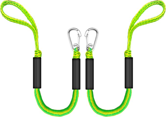 Bungee Dock Lines for Boats, 2 Feet, Pack of 2 (Green&Yellow)