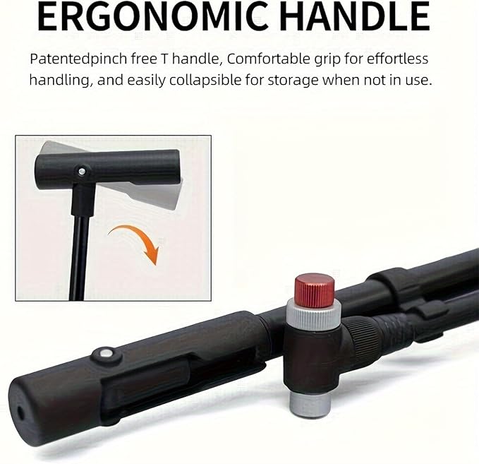 ThinkRider Shock Pump for Mountain Bike, High Pressure 350 Psi for Front Fork and Rear Bicycle Suspension Air Pump with Gauge Fits Schrader & Presta Tire Valve