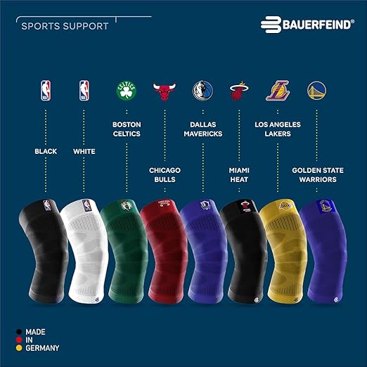 Bauerfeind Sports Compression Knee Support NBA Dallas Mavericks - Lightweight Design with Gripping Zones for Basketball Knee Pain Relief & Performance (Mavericks, L)