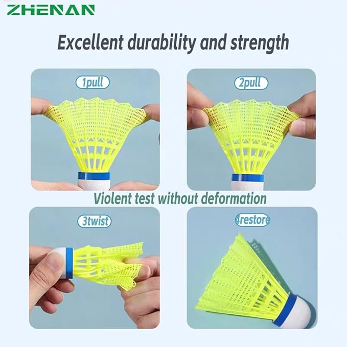 12-Pack Feather Badminton Shuttlecocks with Great Stability and Durability,Shuttlecock Indoor Outdoor Sports Hight Speed Training Badminton Birdie Balls