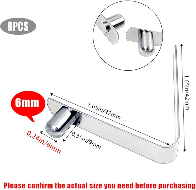 HZMM 8 Pcs Kayak Paddle Spring Snap Clips, Tent Pole Clips, Stainless Steel Push Button Clips, Tent Pole Push Button Spring Clips, Tube Locking Pin Clips for Kayak Paddle Camping Tent Pole
