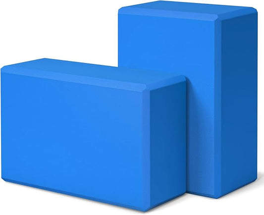 Yoga Block 2 Pack 9"x6"x3", Sturdy Yoga Foam Blocks, High Density & Non Slip Surface for Pilates & Stretching, Fitness Accessories for Stability & Balance