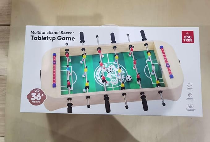 4-in-1 Multifunction Tabletop Football Table- Portable Mini Table Football/Soccer Game Set with Bowling Curling and Fast Sling Puck Game for Adults and Kids