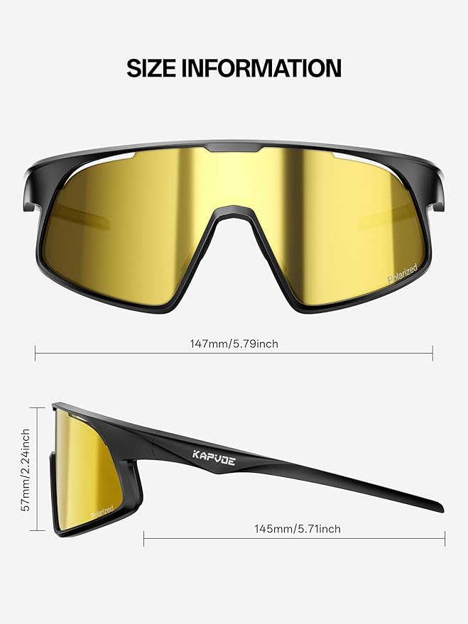 KAPVOE Polarized Cycling Glasses Men Women Sports Sunglasses for Mountain Bike Running Fishing Baseball K383
