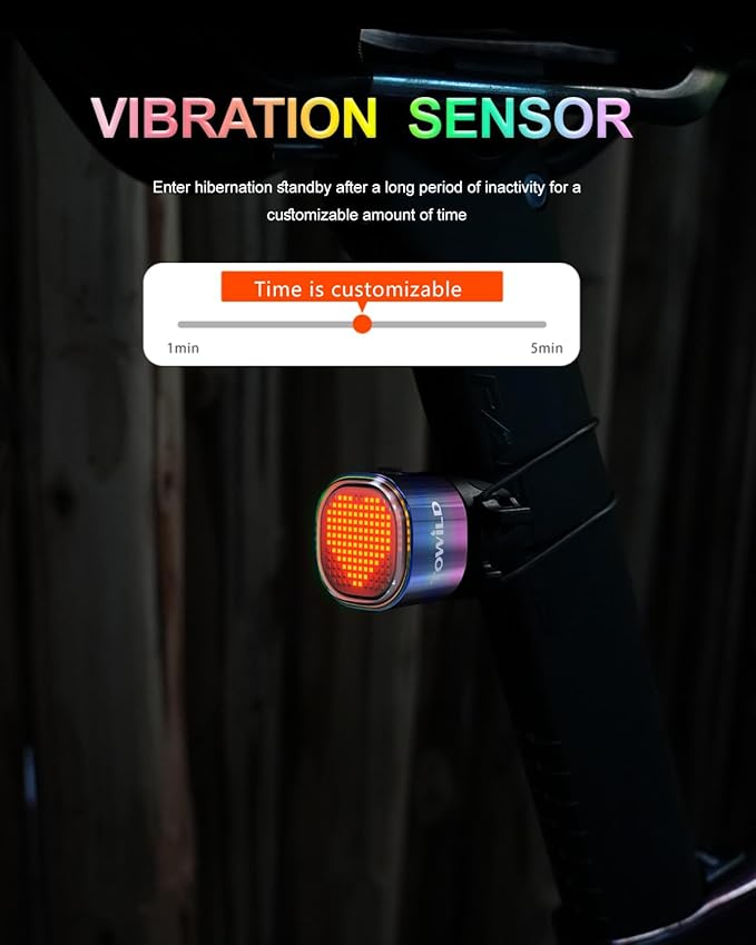 TOWILD TL08 Bike Tail Light, Customized Patterns Full-Color Bike Rear Light, Brake Sensing, USB-C Rechargeable, IPX6 Waterproof