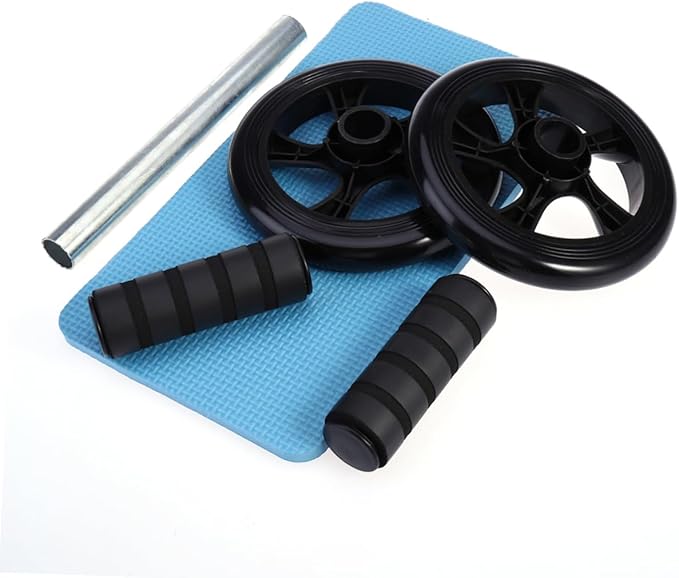 Ab er ers for Core Workout Gym Gear Abdominal er Abdominal Muscle Wheel Two Wheels Seat Blue