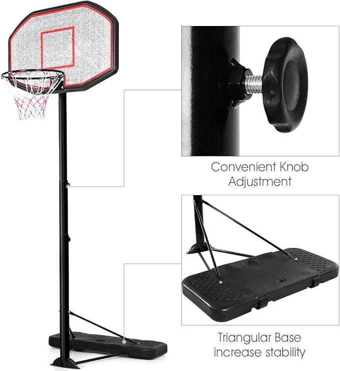 Giantex Portable Basketball Hoop Stand, Adjustable Height 6.5-10 ft, 43Inch Backboard, Portable Basketball Hoop & Goal Basketball System Stand for Kids Youth Indoor Outdoor Use