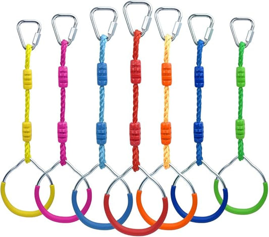 Ninja Ring Fitness Gymnastic Ring Climbing Bar Workout Outdoor Backyard Playground Training Equipment Play Set, Jungle Gym Fist Hanging Swing Monkey Bars Ninja Warrior Obstacle Course Trapeze Playsets