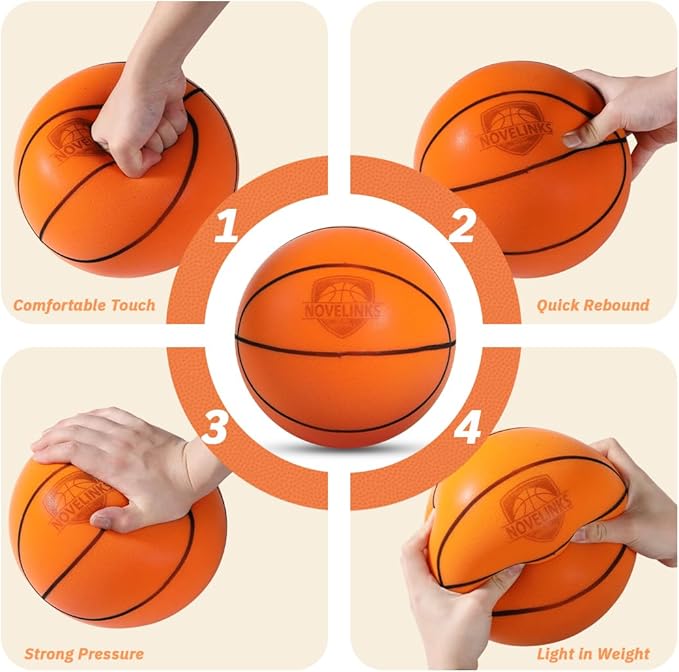 novelinks Silent Basketball Indoor Noiseless Basketball Higher Bounce Training Quiet Ball PU Foam Ball for Indoor Training and Activities