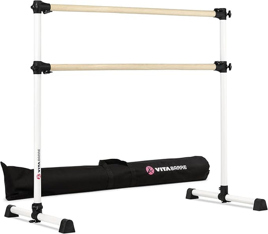 VITA Barre Portable Freestanding Double Ballet Barre, Prodigy, with Carry Bag | Adjustable Height, USA Made, Home or Gym Exercise Equipment for Kids & Adults | Dance, Fitness, Pilates