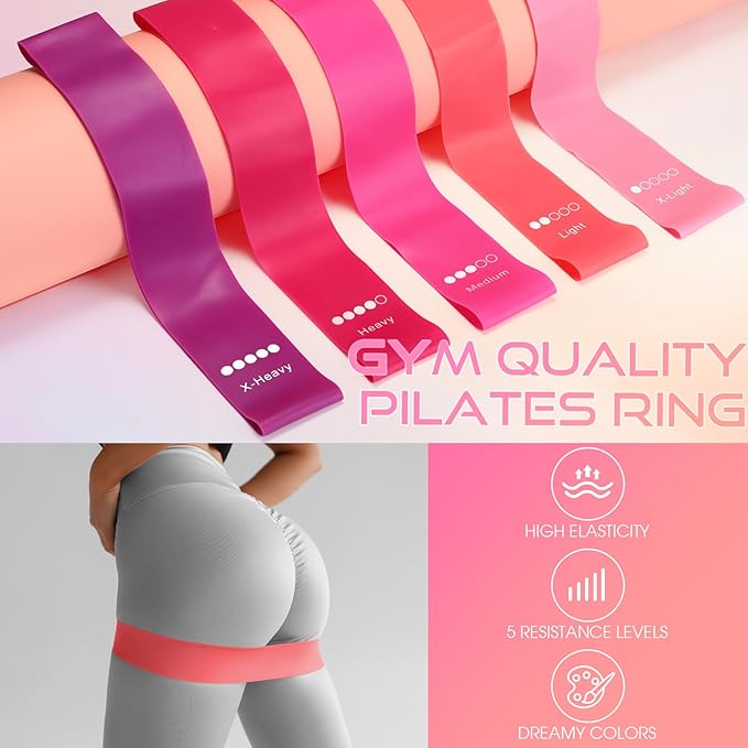 Set of 6 Style Pilates Home Equipment Set Pilates Essential Kit Workout Accessories 14 Magic Circle Mini Exercise Ball Yoga Strap Silicone Tension Strip Tension Band Sliding Plate