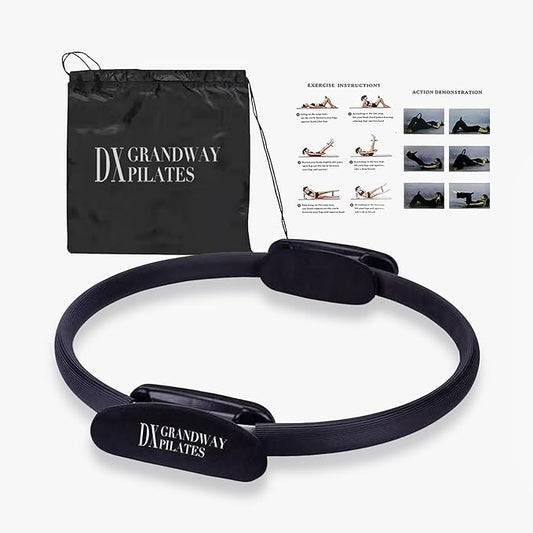 Premium Pilates Ring Fitness Circle - Lightweight Durable Foam Padded Handles, Flexible Resistance Exercise Equipment for Toning Arms, Thighs, Legs & Core