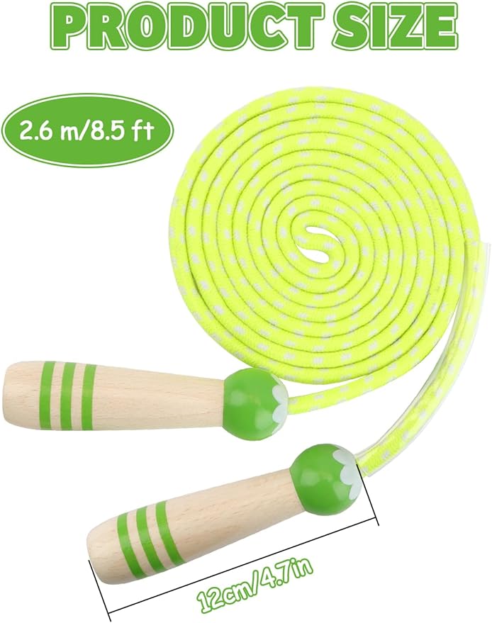 Jump Rope for Kids, Lorvain Adjustable Skipping Rope, Kids Jump Ropes with Wooden Handle for Girls Boys, Weighted Jumping Ropes for Fitness Workout Exercise Outdoor Fun Activity