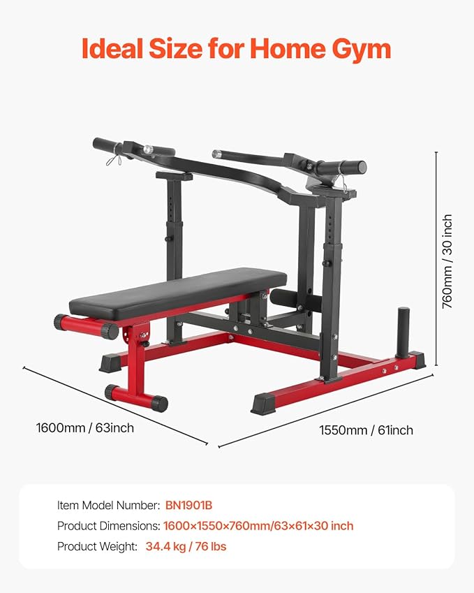 VEVOR Chest Press Machine, Bench Press Set, Adjustable Flat Incline Bench with Independent Converging Arms, Upper Chest Equipment, Fitness Home Gym Equipment Chest