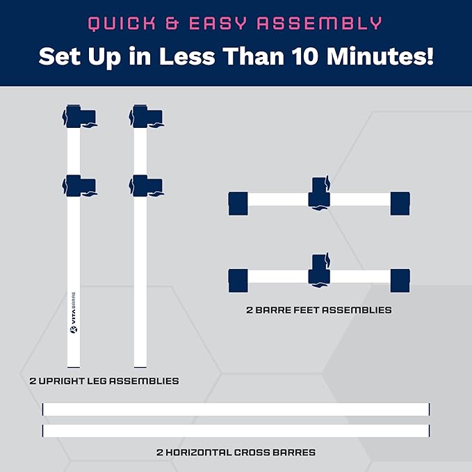 VITA Barre Portable Freestanding Double Ballet Barre, Prodigy, Wood | Adjustable Height, USA Made, Home or Gym Exercise Equipment for Kids & Adults | Dance, Fitness, Pilates