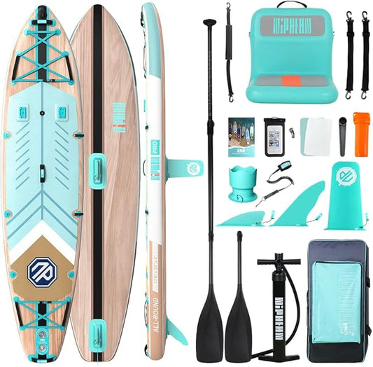 Niphean PRO (Extra Large) Inflatable Paddle Board, 11'6" Stand Up Paddle Board with Pressure Gauge, Inflatable Seat, Multifunctional Base, StabilTrac Fin, Upgraded SUP for Adults, Family, 2+1 Person